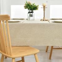 Mantel de lino y algodón para mesa, cubierta impermeable de tela lavable, color caqui y gris, para decoración de boda y fiesta de navidad - details 8