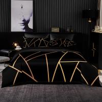 Juego de Ropa de Cama de Estilo Minimalista Funda de Edredón Cubierta de Almohada y Sábana de Twin Full Size en Negro 220x240 - details 0