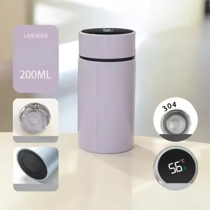 Taza térmica inteligente de 200ML, termo de bolsillo de acero inoxidable a prueba de fugas, pantalla de temperatura, Mini taza de café, botella de agua aislada - 1
