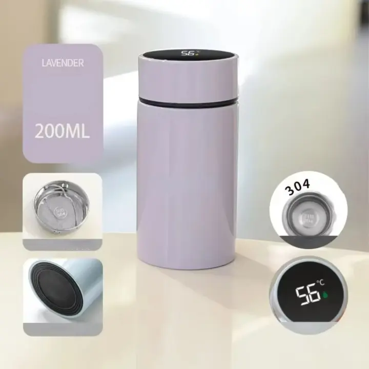 Taza térmica inteligente de 200ML, termo de bolsillo de acero inoxidable a prueba de fugas, pantalla de temperatura, Mini taza de café, botella de agua aislada - 1