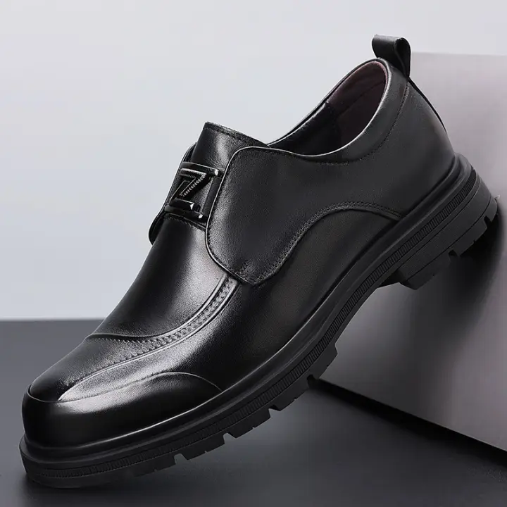 Zapatos de cuero para hombres Transpirables, estilo británico, cuadros, cuero de vaca genuino, para bodas y negocios formales - 1