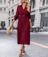 Vestido largo plisado de manga larga para mujer, elegante y hermoso, Color sólido, moda de primavera y otoño - details 20