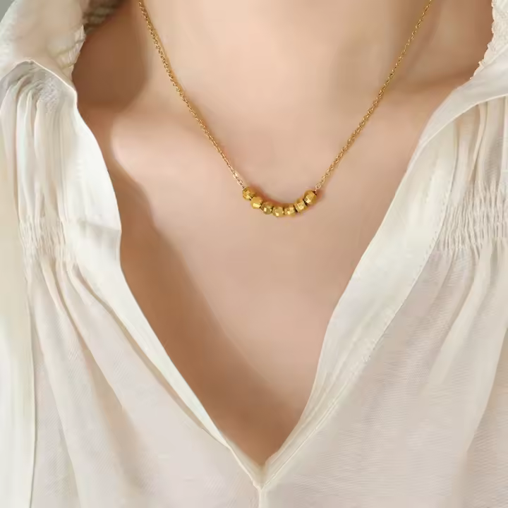 Collar de cuentas con personalidad de estilo chino de lujo, cadena de clavícula de diseño Vintage, joyería que no se decolora - 1