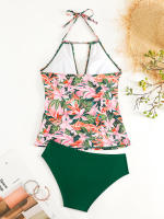 Bikini Tankini con cuello en V y espalda descubierta para mujer, traje de baño Sexy con cordones y cuello Halter, novedad - details 20