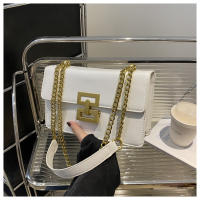 Bolso bandolera de piel sintética con correa de cadena para mujer, bolso de hombro con solapa de color sólido simple y combinable con diseño de hebilla, bolso de hombro moderno para regalos diarios de novia, bolsos de diseñador - details 3
