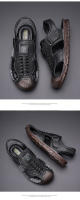 Sandalias de Hombre de Prima Piel de Vaca Suela Antideslizante, Suave, Perforación, Estilo de Verano para Zapatos de Playa - details 14
