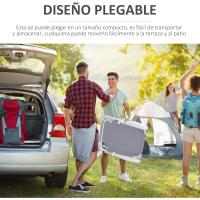 Reclinable y Plegable de Jardín con Respaldo Ajustable en 4 Posiciones Marco de Metal Texteline Transpirable 186x66x80 cm Gris - details 5