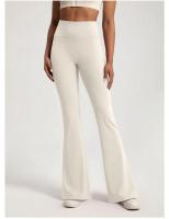 Pantalones desnudos de cintura alta para mujer, pantalones elásticos con parte inferior acampanada para ejercicio físico, informales, para correr al aire libre, Yoga - details 6