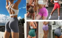 Nuevos pantalones cortos deportivos de cintura alta sin costuras con forma de sonrisa para mujer, pantalones cortos de entrenamiento de Yoga con realce, pantalones cortos sexys para correr y Fitness - details 2