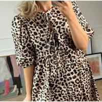 Vestido holgado de algodón con mangas abullonadas para mujer, ropa elegante de manga corta con cuello redondo, suave, verano - details 15