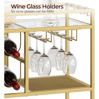Servicio de 3 Pisos con Ruedas y Asa, Carro de Bebidas con Botellero y Portavasos, - details 1