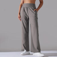 Pantalones de oficina sueltos de cintura alta informales de pierna ancha para mujer, pantalones de baile - details 10