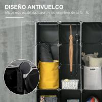 Armario Modular de Plástico Portátil 16 Cubos, 2 Barras Organizadoras para Zapatos, Ropa, Juguetes - details 7