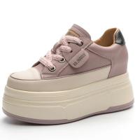 Zapatos de cuero genuino de vaca de 9cm Plataforma de zapatillas para mujer, tacones altos, estables para correr - details 2