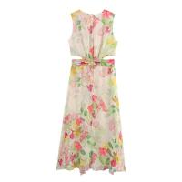 BUNO-novedad de verano, ropa de mujer, moda francesa, temperamento, dulce diseño de apertura, vestido estampado con cuello en V de flores - details 2