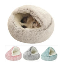 Cama De Gato Redonda De Peluche 2 En 1 Almohadilla Para Gato Casa De Gato Saco De Descanso Para Perro Pequeño Tamaño S/M/L Colores Variados Para Gatos Hasta 9kg - details 6