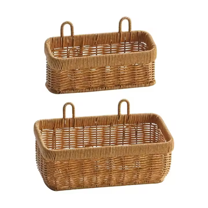 Cesta de almacenamiento decorativa para colgar en la pared, ahorro de espacio con asa, cesta de almacenamiento tejida, cesta para plantas de jardín de gran capacidad - 1