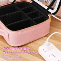 Estuche de maquillaje de viaje con luz LED, estuche de maquillaje con espejo y 3 configuraciones de color, organizador de caja - details 3