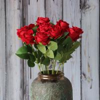 Rosas artificiales realistas para decoración del hogar, rama de flores rojas, rosas falsas para boda, 3/5/10/20 piezas - details 2