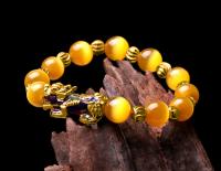Pulsera de cobre puro que cambia de Color Pixiu Feng Shui, regalo de piedra de ojo de gato para hombre y mujer, amuleto de buena suerte, joyería - details 4
