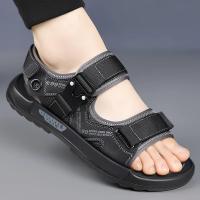 Nuevo Modelo 2025 Sandalias de Punta Abierta de Verano Hechas a Mano para Hombre, Zapatos Informales Cómodos de Cuero Genuino, Sandalias de Playa Transpirables, Trabajo Ligero al Aire Libre para Hombre - details 14
