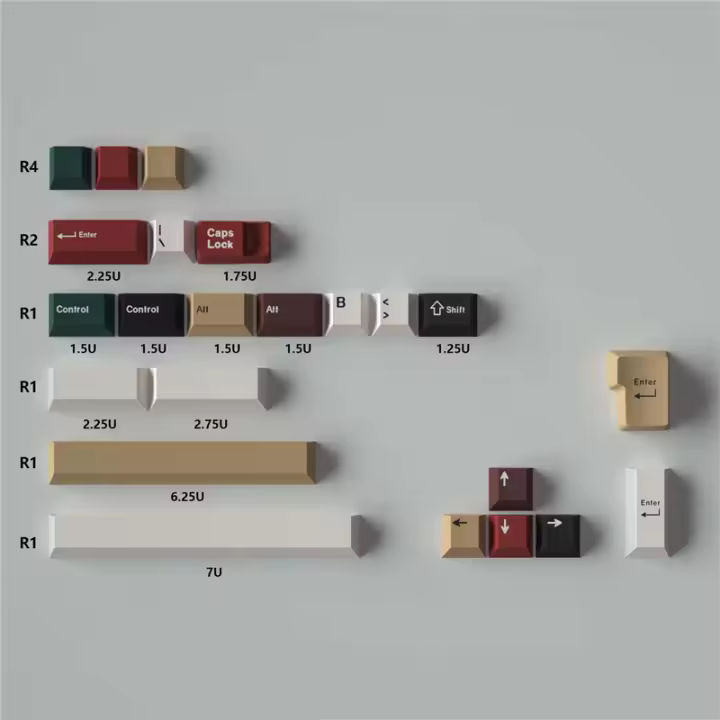 Teclas para teclado mecánico MX Switch, teclas con luz mixta R2, perfil Cherry PBT, 23/129 teclas - 1