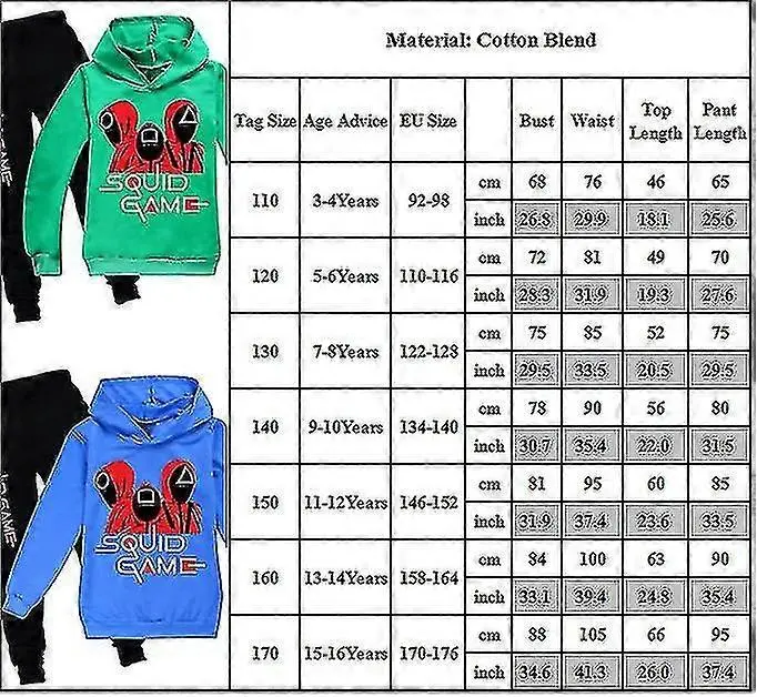 Juego de calamar, conjunto de chándal deportivo para niños, sudadera con capucha, pantalones, conjunto de ropa BSSM - 1