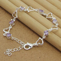Pulsera de Zirconio Cristal Púrpura con Forma de Corazón en Plata  de Alta Calidad Joyería de Fiesta y Compromiso para Mujer Regalo de Andara - details 4
