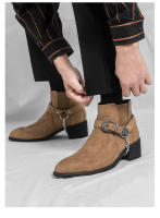 Moda para hombre Botas de cuero británicas con aumento de altura Negocios Retro Cremallera Locomotora Botas de tacón alto - details 10