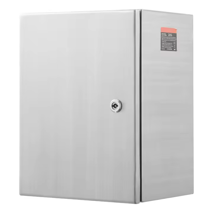 SucceBuy Caja eléctrica de acero, 20x 16x 8, caja eléctrica de acero inoxidable 304, caja de equipo electrónico eléctrico para exteriores montada en la pared con cerradura de bisagras de placa de montaje, IP66 impermeable - 1