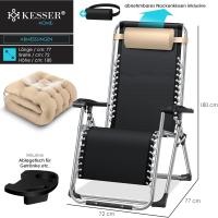 Tumbona Plegable y Resistente |   Silla de Jardín, Capacidad de 200 kg, Acolchado Ergonómico Extra Ancho, Respaldo Ajustable, Almohada para el Cuello y Portavasos Beige - details 2