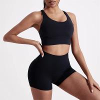 Sujetador deportivo de color sólido para mujer, top suave y ajustado, entrenamiento integral, trotar, gimnasio, yoga, ropa interior, espalda cruzada con almohadilla para el pecho - details 12