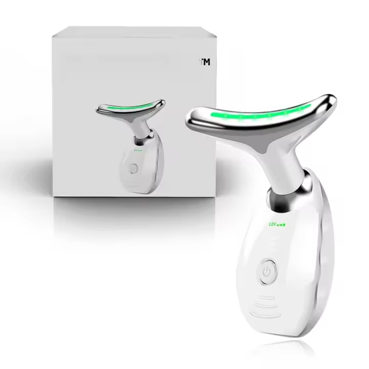 Escultor facial LED 7 en 1 Diseño en forma de concha para el cuidado de la cara y el cuello en color blanco brillante (1 unidad) (blanco) - 1