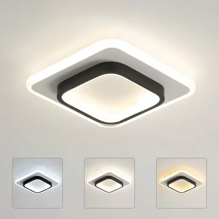 Lámpara de Techo LED Moderna 20W 2300LM Luz de Techo Cuadrada para Dormitorio, Comedor, Pasillos, Sala de Estar, Oficina Distancia de Diámetro 24cm Regulable 3000K 4500K 6500K - 1