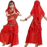 Conjunto de trajes de baile con tocado dulce, vestido de princesa, trajes coloridos de danza del vientre, regalos de ropa para niñas de la India deslumbrantes y brillantes - details 14