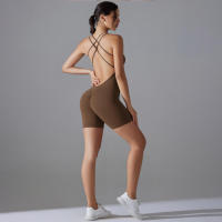 Hamidou-Conjunto de Yoga con espalda descubierta para mujer, Body de Fitness de alta elasticidad, ropa de gimnasio deportiva, Top corto de Fitness, Shockpro - details 3