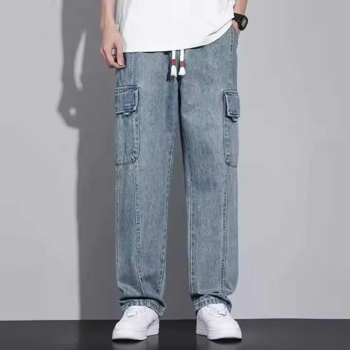 Pantalones vaqueros Cargo holgados negro azul Jeans hombres Casual Jeans para hombres talla grande XXXL 4XL 2025 - 1