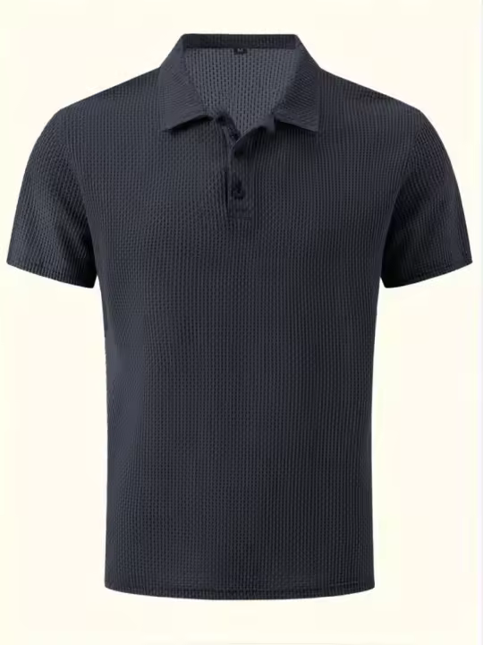 Nuevo Camiseta de manga corta de seda de hielo de malla de alta gama Paul, camiseta para hombre con cuello, color sólido de verano - 1