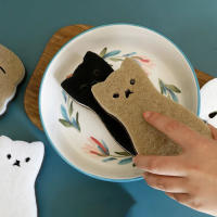 Juego De 4 Esponjas De Limpieza De Gato Lindo Para Cocina Y Baño Cepillo De Limpieza Para Ollas Y Espejos Microfibra Ecológica - details 2