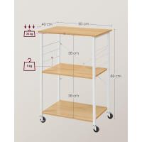 Estantería de Cocina con Ruedas, Carrito de Servicio de 3 Niveles, Estantería para Microondas, Horno, Tostadora, Marco de Metal con 6 Ganchos, Marrón Rústico y Negro - details 22