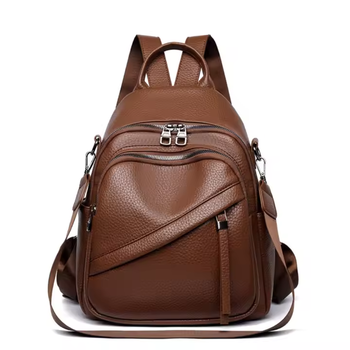 2025 nueva mochila de cuero casual para mujer, mochila de viaje versátil de estilo extranjero de gran capacidad - 1