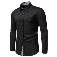 Camisa de Hombre con Bloques de Color a Rayas para Primavera Camisa de Manga Larga para Negocios Casual Blusa Social para Fiesta en Oficina Material Exterior de Poliéster - details 8