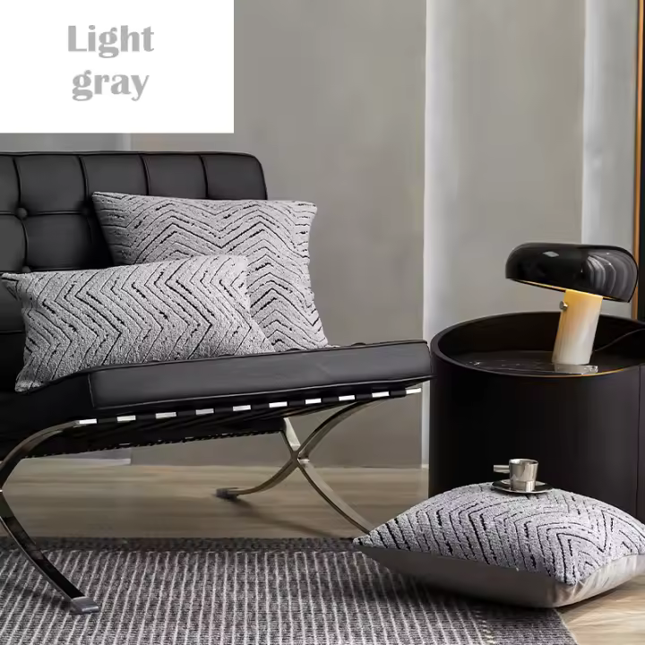 Fundas de Almohada de Chenilla de Lujo Diseño de Ondas Arayadas Almohadas de Geometría Gruesa para Sofá Silla Decoración Nórdica - 1