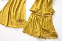 Conjunto de pijama de 5 piezas para mujer, ropa de dormir de satén Ence, suéter con cuello en V, albornoz de primavera - details 10