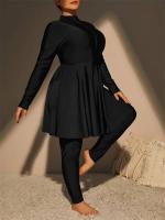 Traje de baño de talla grande para mujer con capucha, Burkini modesto de cobertura total, traje de baño de playa, 2 piezas, 2024 - details 2