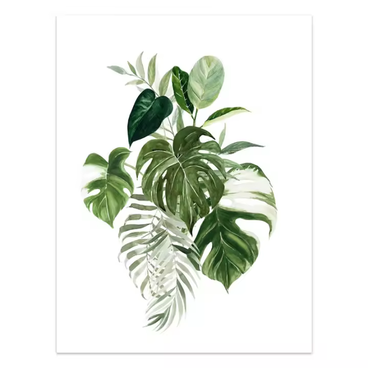 Pintura Nórdica en Lienzo de Monstera Hojas Botánicas Decoración Artística de Pared para Dormitorio Marca DHROOM Material Lienzo - 1