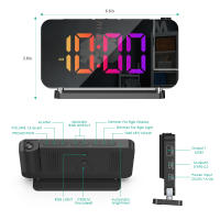 ORIA-reloj despertador con proyección, dispositivo Digital con retroiluminación RGB de 7 pulgadas, 10 colores, para el hogar y los dormitorios - details 5