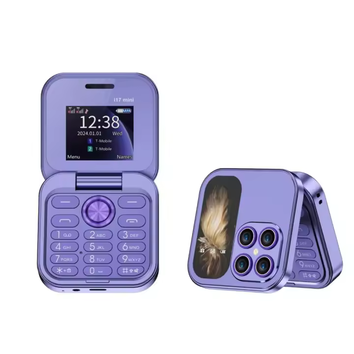 Mini teléfono móvil I17pro con tapa, Radio FM, tarjeta Dual, modo de espera Dual, plegable, linterna, voz, Clamshell, MP3 - 1