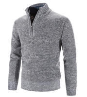 Suéter grueso de lana para hombre, Jersey cálido de cuello alto con media cremallera, suéteres de lana de punto delgados para Primavera, Invierno - details 4
