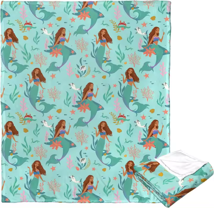 Manta de tacto de seda de La Sirenita/Ariel, Seafoam Sweetheart - 1